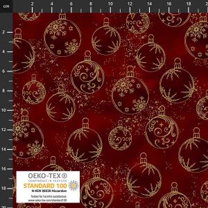 Christmas Wonders fabric: Petit Cristal, Baubles, Red | 