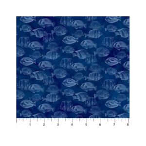 Coral Reef fabric: Shoal, Dark Blue | 