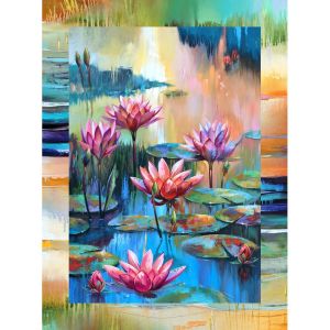 Lotus fabric: Lotus Panel, Dark Blue 32" (80cm) | 