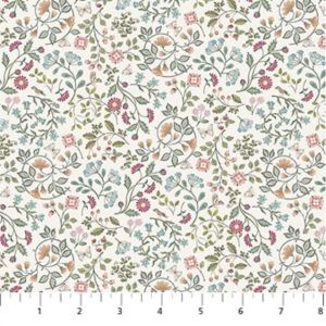 Woodland Heart Fabric: Mini Floral, Cream | 