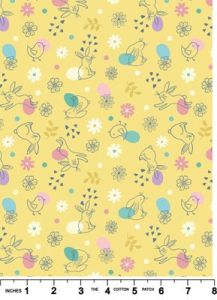 Spring Treats Fabric: Chicks and Bunnies, Yellow | 