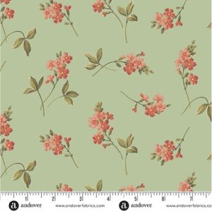 Farmer's Daughter fabric, Cornflower, Garden Green |