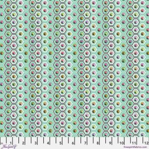 Tula Pink, Prince Charming Deja Vu fabric: Hex Box, Sweet Mint |
