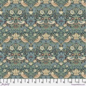 William Morris Thameside Fabric: Mini Strawberry Thief, Marine | 