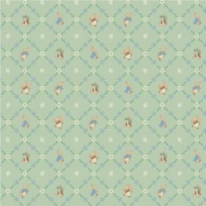 Peter Rabbit and Benjamin Bunny fabric: Lattice, Green |