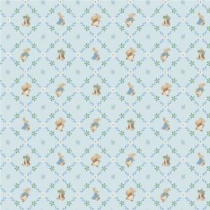 Peter Rabbit and Benjamin Bunny fabric: Lattice, Blue |