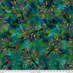 Sue Penn Paper Trees fabric: Thicket, Green | 