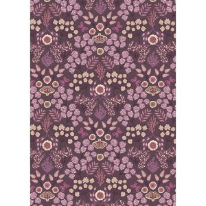 Jardin d'Automne fabric: Large Floral Butterfly on Dark Purple | 