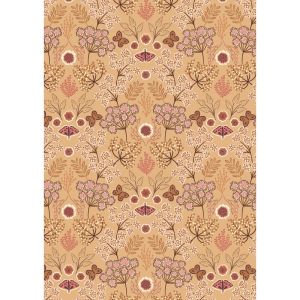 Jardin d'Automne fabric: Large Floral Butterfly on Warm Gold | 