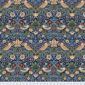 William Morris Kelmscott Fabric: Strawberry Thief Navy (per 1/4 metre) |