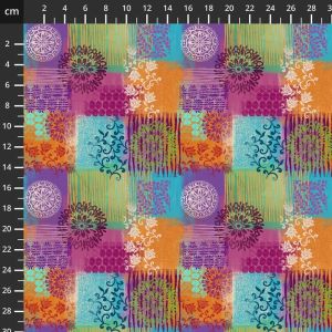 Modern Florals fabric: Petra, Tossed Patchwork Medallions |