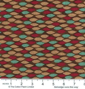 Quilters Coordinates fabric: Leaf Shape on Brown | 