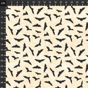 Halloween Fabric, Hallow's Eve, Bats, Cream/Black |