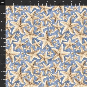 Ocean Oasis fabric: Starfish, Medium Blue | 