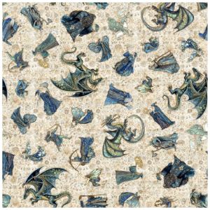 Folklore fabrics: Medieval Character Toss, Cream | 