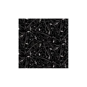 Conversationals Fabric: Wine Celebration, Black | 