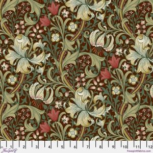 Suffolk Holiday fabric: Golden Lily, Ruby | 