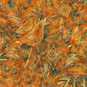 Golden Feathers fabric: Feather Mosaic, Saffron |