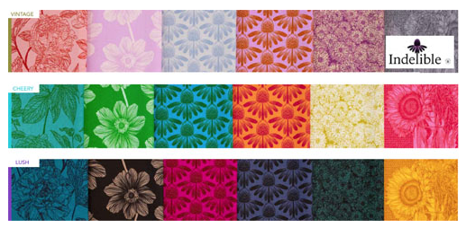 Vibrant floral fabrics from the Indelible range by Anna Maria Textiles