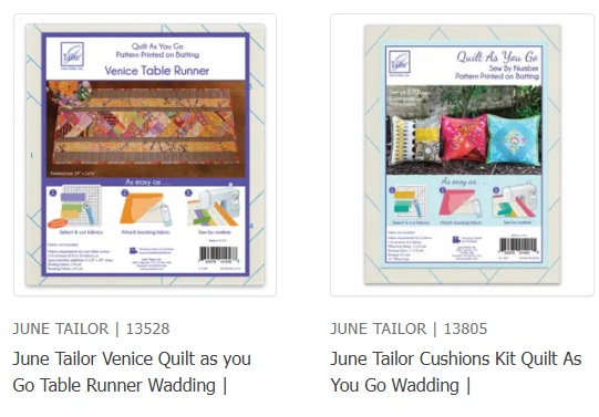 Image of 2 packs of June Tailor Pre Printed waddings to make a quilt as you go runner and cushion