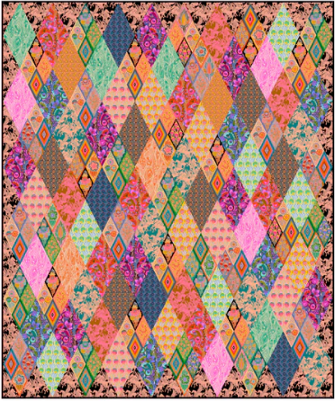 Colourful quilt in a diamond design