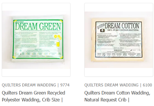 image of a packet of Dream Green and Dream Cotton wadding